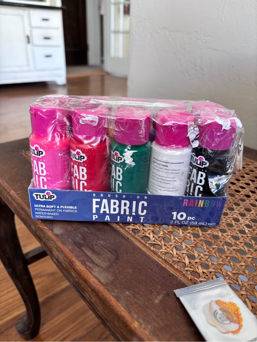 Fabric Paint 10-Pack - Assorted Colors (Includes Pink, Green, Black, White)
